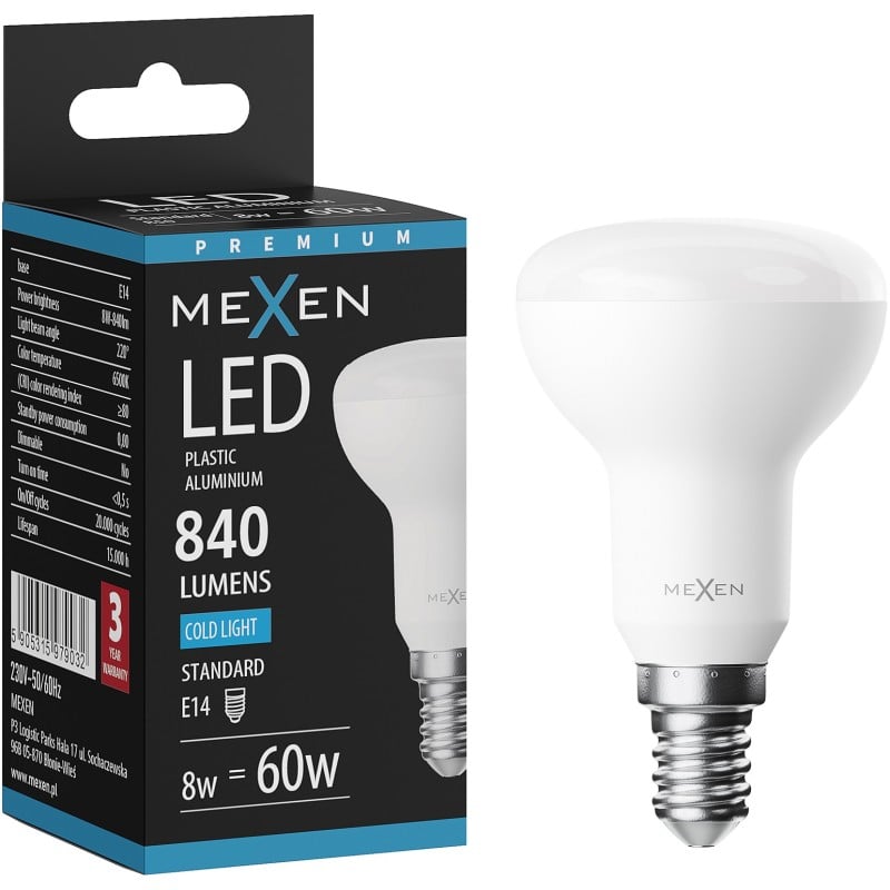 Mexen Nova LED Lemputė E14, R50, 8W, Šalta - 6500K, 840 lm - L103-E14-0865-01