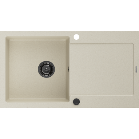 Mexen Leo granitinė vienos dalies plautuvė su drenažu 900 x 500 mm, smėlinė, juodas sifonas - 6501901010-69-B