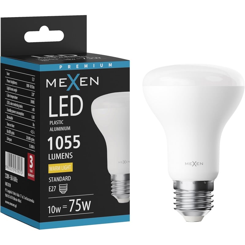 Mexen Nova LED lemputė E27, R63, 10W, Šilta - 3000K, 1055 lm - L104-E27-1030-01