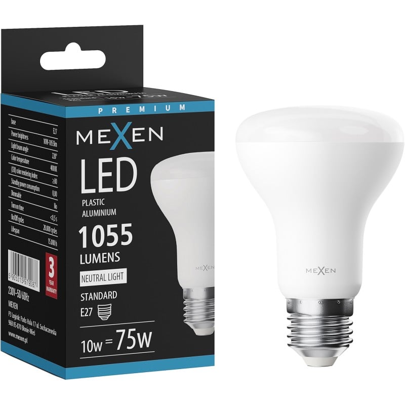 Mexen Nova LED lemputė E27, R63, 10W, Neutrali - 4000K, 1055 lm - L104-E27-1040-01