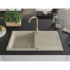 Mexen Leo granito kriauklė su 1 skyriumi ir nutekėjimu 900 x 500 mm, smėlio spalvos, aukso sifonas - 6501901010-69-G