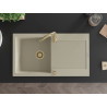 Mexen Leo granito kriauklė su 1 skyriumi ir nutekėjimu 900 x 500 mm, smėlio spalvos, aukso sifonas - 6501901010-69-G