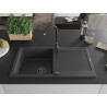Mexen Leo granitinė plautuvė su viena kamera ir nuvarva, 900 x 500 mm, juoda su taškeliais, juodas sifonas - 6501901010-76-B