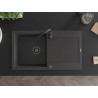 Mexen Leo granitinė plautuvė su viena kamera ir nuvarva, 900 x 500 mm, juoda su taškeliais, juodas sifonas - 6501901010-76-B
