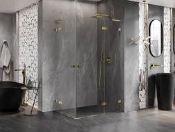 Mexen Lunar L Duo dešinysis atveriamas dušo kabinas 120 x 80 cm, permatomas, auksinis - 834L-120P-080L-50-00