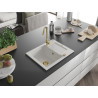 Mexen Enzo granitinė vienos kameros plautuvė su drenažu 576 x 465 mm, balta, auksinis sifonas - 6506571005-20-G