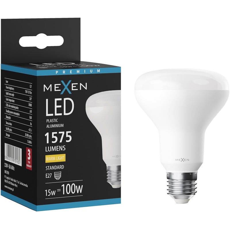 Mexen Nova LED lemputė E27, R80, 15W, Šilta - 3000K, 1575 lm - L105-E27-1530-01