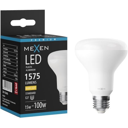 Mexen Nova LED lemputė E27, R80, 15W, Šilta - 3000K, 1575 lm - L105-E27-1530-01