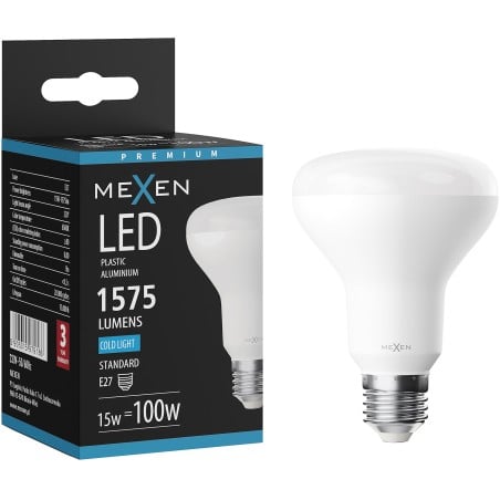 Mexen Nova LED lemputė E27, R80, 15W, Šalta - 6500K, 1575 lm - L105-E27-1565-01