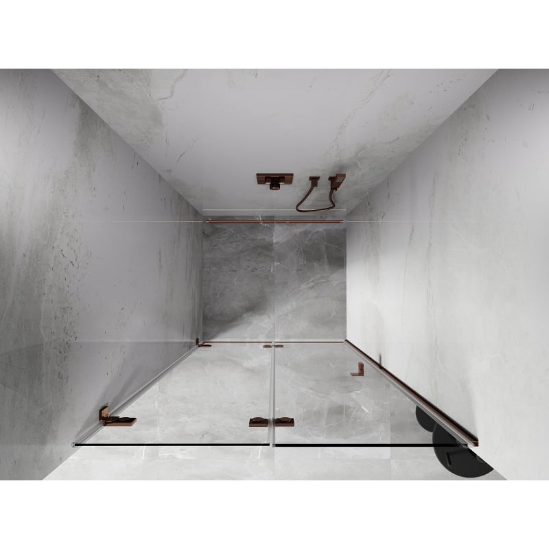 Mexen Lunar-F sulankiojamos dušo durys kairės 50 cm, skaidrios, rožinis auksas - 836-050-000-60-00-L