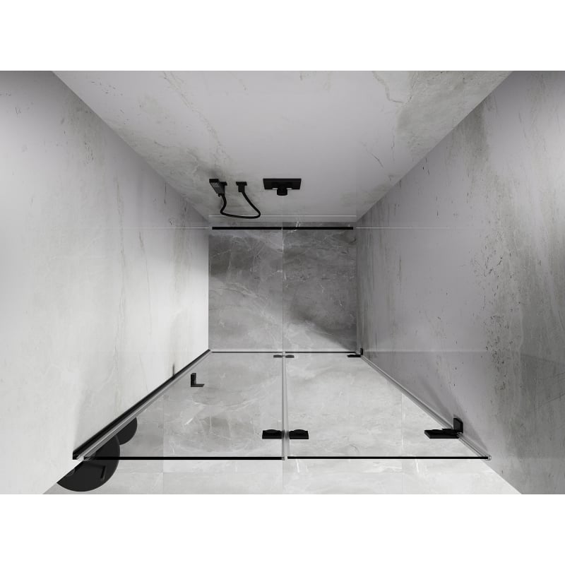 Mexen Lunar-F dešinės pusės sulankstomos dušo durys 55 cm, skaidrios, juodos - 836-055-000-70-00-P