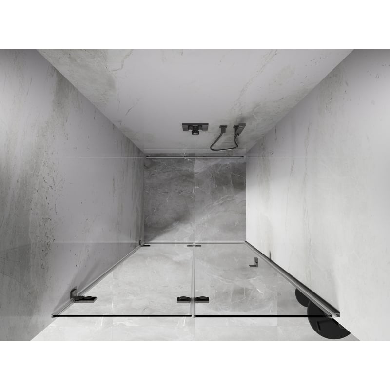 Mexen Lunar-F sulankstomos kairės dušo durys 55 cm, skaidrios, šlifuotas nikelis - 836-055-000-97-00-L