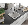 Mexen Vito granito plautuvė 1 skyrius 520 x 490 mm, balta, juodas sifonas - 6503521000-20-B
