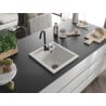 Mexen Vito vienguba granitinė plautuvė 520 x 490 mm, Balta, sifonas Juoda - 6503521000-20-B
