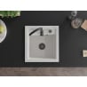 Mexen Vito vienguba granitinė plautuvė 520 x 490 mm, Balta, sifonas Juoda - 6503521000-20-B