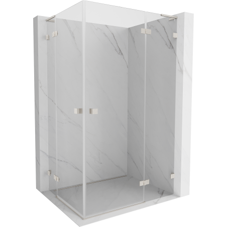 Mexen Lunar L Duo dešinysis dviejų dalių dušo kabina 100 x 75 cm, permatoma, šlifuotas nikelis - 834L-100P-075L-97-00