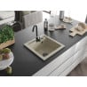 Mexen Vito vienguba granitinė plautuvė 520 x 490 mm, Smėlio spalvos, sifonas Juoda - 6503521000-69-B