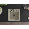 Mexen Vito granito virtuvinė kriauklė 1 skyrius 520 x 490 mm, smėlio, juodas sifonas - 6503521000-69-B