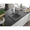 Mexen Vito granitinė vienos sekcijos plautuvė, 520 x 490 mm, pilka, juodas sifonas - 6503521000-71-B
