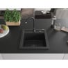 Mexen Vito vienguba granitinė plautuvė 520 x 490 mm, Juoda/Sidabrinis metallic, sifonas Juoda - 6503521000-73-B