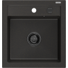 Mexen Vito granitinis kriauklė vienos sekcijos 520 x 490 mm, juoda/auksinė metalika, juodas sifonas - 6503521000-75-B