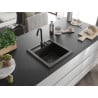 Mexen Vito vienguba granitinė plautuvė 520 x 490 mm, Juoda/Auksinė metallic, sifonas Juoda - 6503521000-75-B
