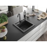 Mexen Vito granitinė plautuvė su vienu skyriumi 520 x 490 mm, juoda taškuota, juodas sifonas - 6503521000-76-B