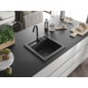 Mexen Vito vienguba granitinė plautuvė 520 x 490 mm, Juodai dėmėtas, sifonas Juoda - 6503521000-76-B