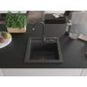 Mexen Vito granitinė vienos kameros plautuvė 520 x 490 mm, juoda dėmėta, sifonas juodas - 6503521000-76-B