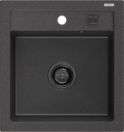 Mexen Vito granitinė plautuvė su vienu skyriumi 520 x 490 mm, juoda taškuota, juodas sifonas - 6503521000-76-B