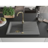 Mexen Cesar granitinė 1 kamera kriauklė su nusausintuvu 775 x 470 mm, pilka, auksinis sifonas - 6514771010-71-G