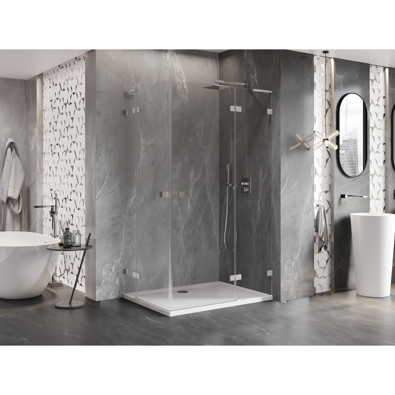 Mexen Lunar L Duo dešinysis dušo kabinas 120 x 90 cm, skaidrus, šlifuotas nikelis - 834L-120P-090L-97-00