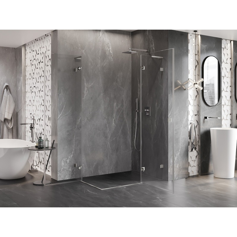 Mexen Lunar L Duo dešinysis dušo kabinas 120 x 90 cm, skaidrus, šlifuotas nikelis - 834L-120P-090L-97-00
