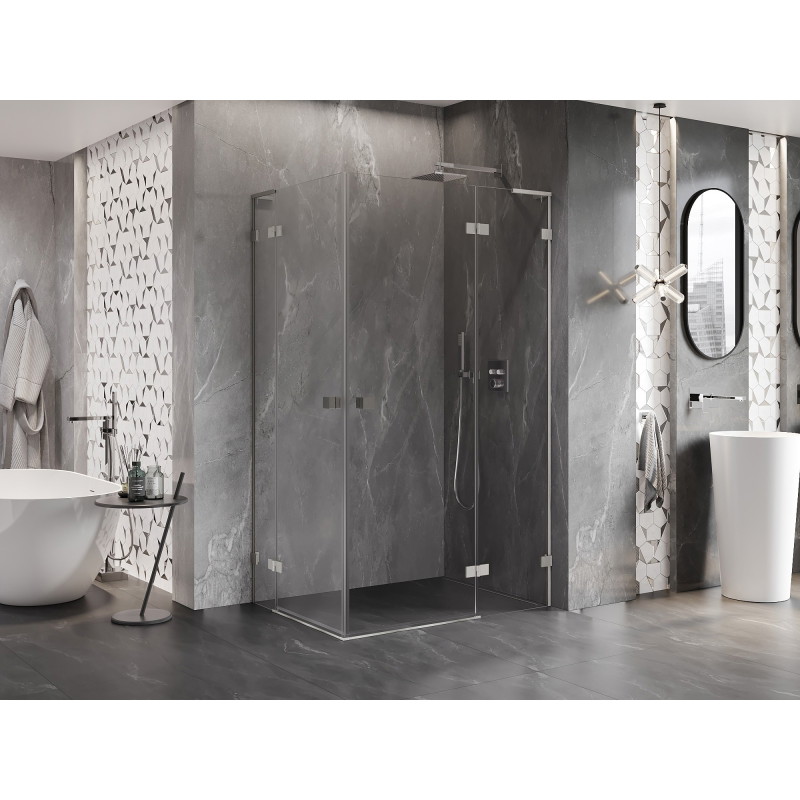 Mexen Lunar L Duo dešinysis dušo kabinas 120 x 90 cm, skaidrus, šlifuotas nikelis - 834L-120P-090L-97-00