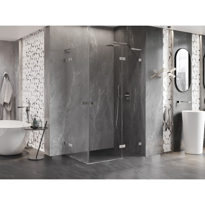 Mexen Lunar L Duo dešinysis dušo kabinas 120 x 90 cm, skaidrus, šlifuotas nikelis - 834L-120P-090L-97-00