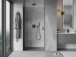 Mexen Mist-B atveriamos dušo durys 75 cm, permatomos, juodos - 8A2-075-000-70-00