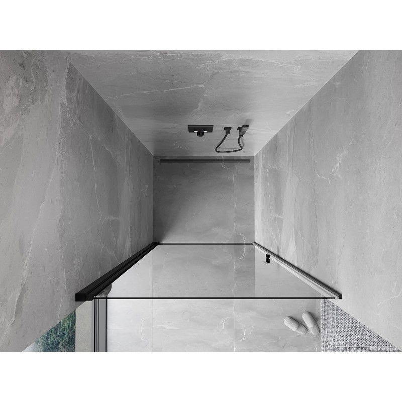 Mexen Mist-B atsiveriančios dušo durys 50 cm, permatomos, juodos - 8A2-050-000-70-00
