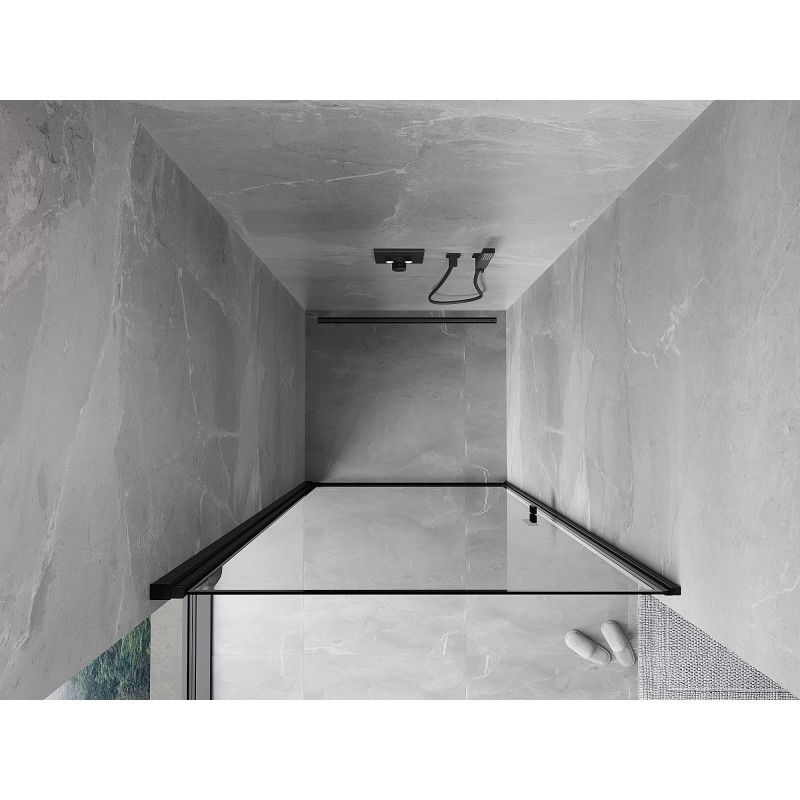 Mexen Mist-B kairinės varstomos dušo durys 70 cm, juodas rėmelis, juoda - 8A2-070-000-70-70-L