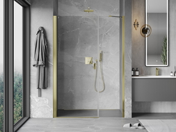 Mexen Mist-B dušo durys, atveriamos, 100 cm, skaidrios, auksinės - 8A2-100-001-50-00