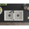 Mexen Mario granitinė dviejų kamerų kriauklė 820 x 436 mm, balta, juodas sifonas - 6504822000-20-B