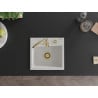 Mexen Milo granitinis vienos kameros plautuvė 435 x 410 mm, balta, aukso sifonas - 6505441000-20-G