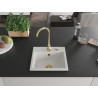 Mexen Milo granitinė kriauklė 1 skyrelio 435 x 410 mm, balta, auksinis sifonas - 6505441000-20-G