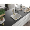 Mexen Milo granitinė kriauklė 1 skyrelio 435 x 410 mm, balta, auksinis sifonas - 6505441000-20-G