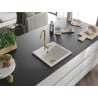 Mexen Milo granitinis vienos kameros plautuvė 435 x 410 mm, balta, aukso sifonas - 6505441000-20-G