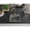 Mexen Milo grindinis virtuvinis kriauklė 1 kamerų 435 x 410 mm, pilkas, auksinis sifonas - 6505441000-71-G
