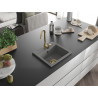 Mexen Milo grindinis virtuvinis kriauklė 1 kamerų 435 x 410 mm, pilkas, auksinis sifonas - 6505441000-71-G