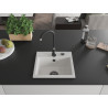 Mexen Milo granitinė vienos kameros plautuvė 435 x 410 mm, balta, juodas sifonas - 6505441000-20-B