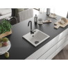 Mexen Milo granitinė vienos kameros plautuvė 435 x 410 mm, balta, juodas sifonas - 6505441000-20-B
