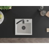 Mexen Milo granitinė vienos kameros plautuvė 435 x 410 mm, balta, juodas sifonas - 6505441000-20-B