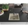 Mexen Milo granito plautuvė su viena kamera 435 x 410 mm, smėlio spalvos, juodas sifonas - 6505441000-69-B